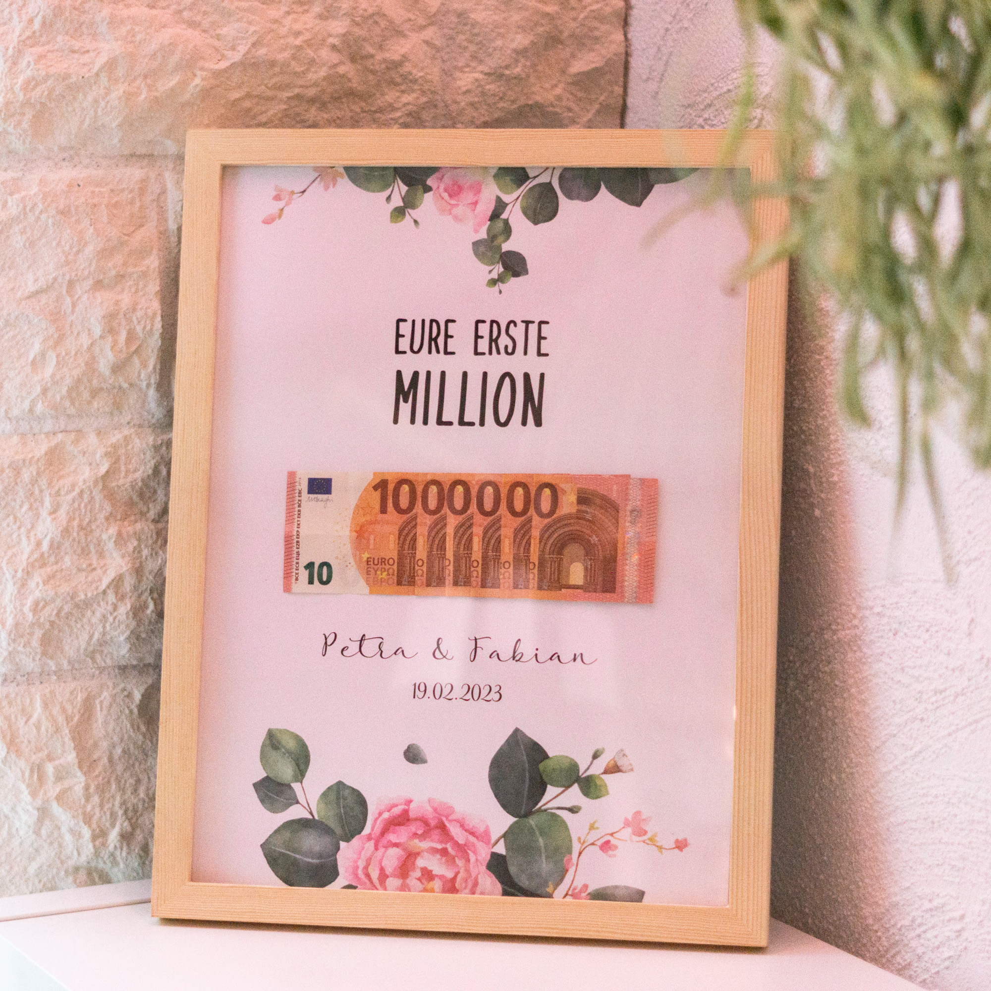Kreative Geldgeschenkvorlage Erste Million zum selbst ausdrucken für die Hochzeit - eine tolle Geschenkidee