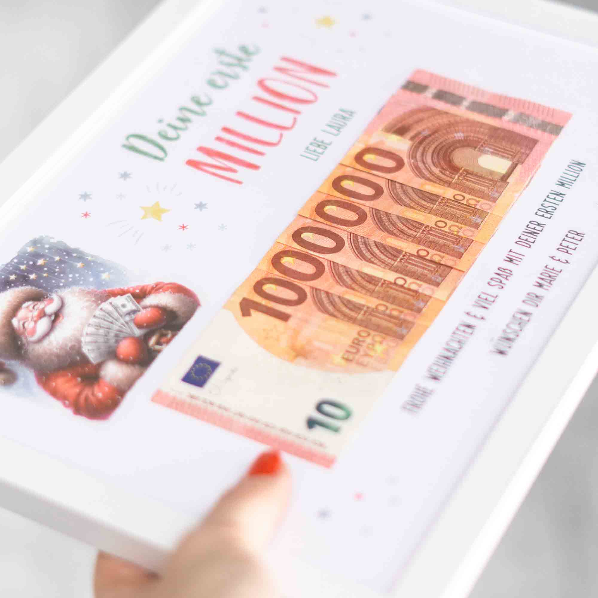 Lustige Geldgeschenk DIY Vorlage erstem Million zu Weihnachnetn