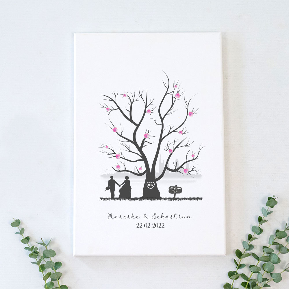 Wedding Tree Hochzeitsbaum auf Leinwand als Gästebuch fürs Brautpaar