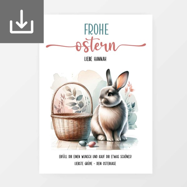 Geldgeschenk Idee zu Ostern "Modern Bunny" Vorlage