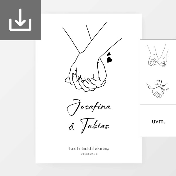 Hochzeitsposter "Hand in Hand" PDF