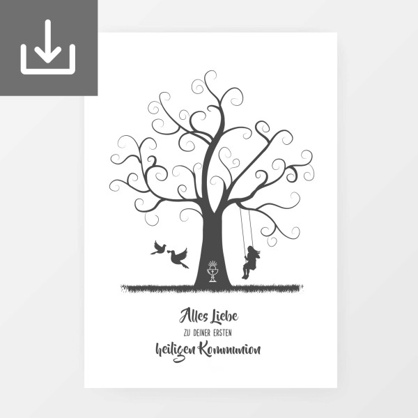 PDF Fingerabdruckbaum zur Kommunion "Mädchen"