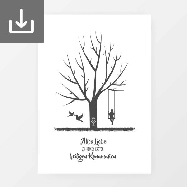 PDF Fingerabdruckbaum zur Kommunion "Junge"