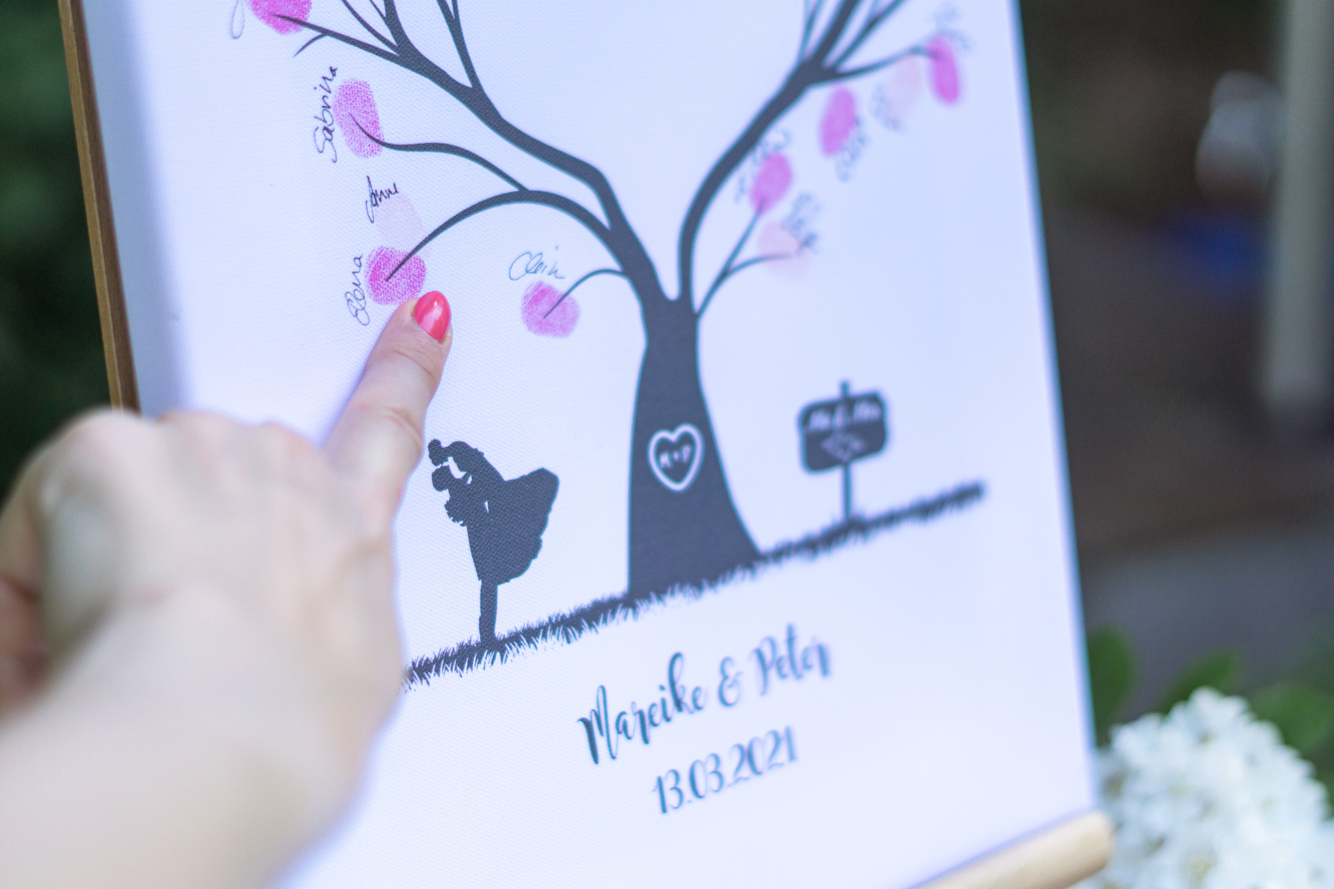 Weddingtree der Hochzeitsbaum als Gästebuch Idee auf Leinwand zur Hochzeit
