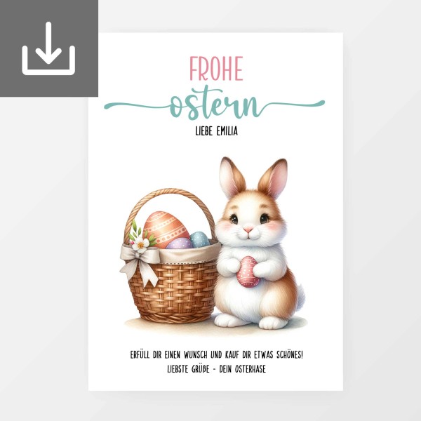 Geld zu Ostern kreativ verschenken mit der "Sweet Bunny" Vorlage zum ausdrucken