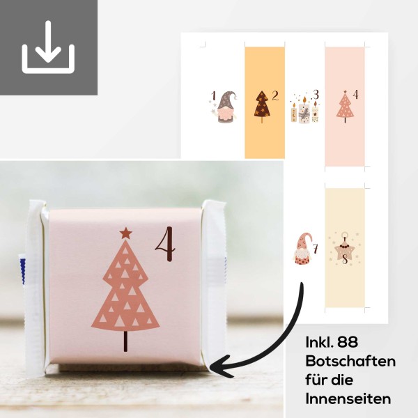 Ritter Sport Mini DIY Adventskalender "Boho" selber machen