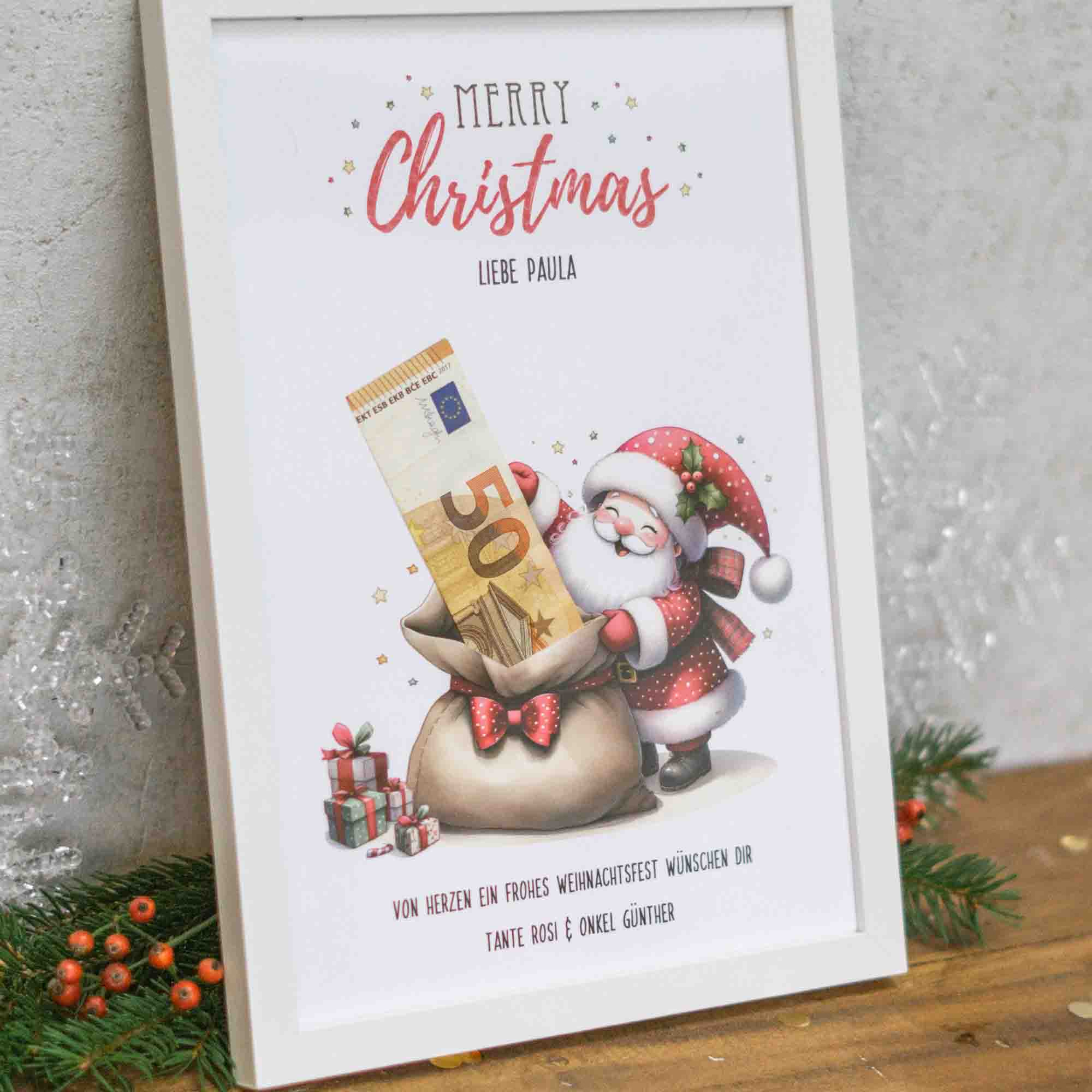 Kreative Geldverpackung für Weihnachten zum selbst ausdrucken